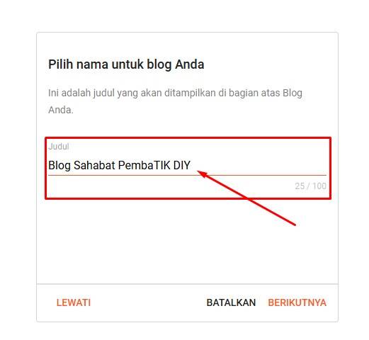 Pilih Nama Blog