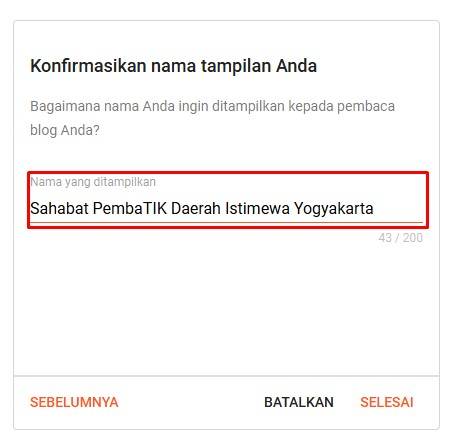 Pilih Alamat Blog