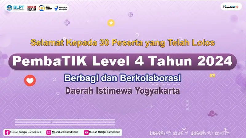 Hasil PembaTIK 2024 Level 4 DIY: Selamat kepada 30 Peserta yang Lolos!